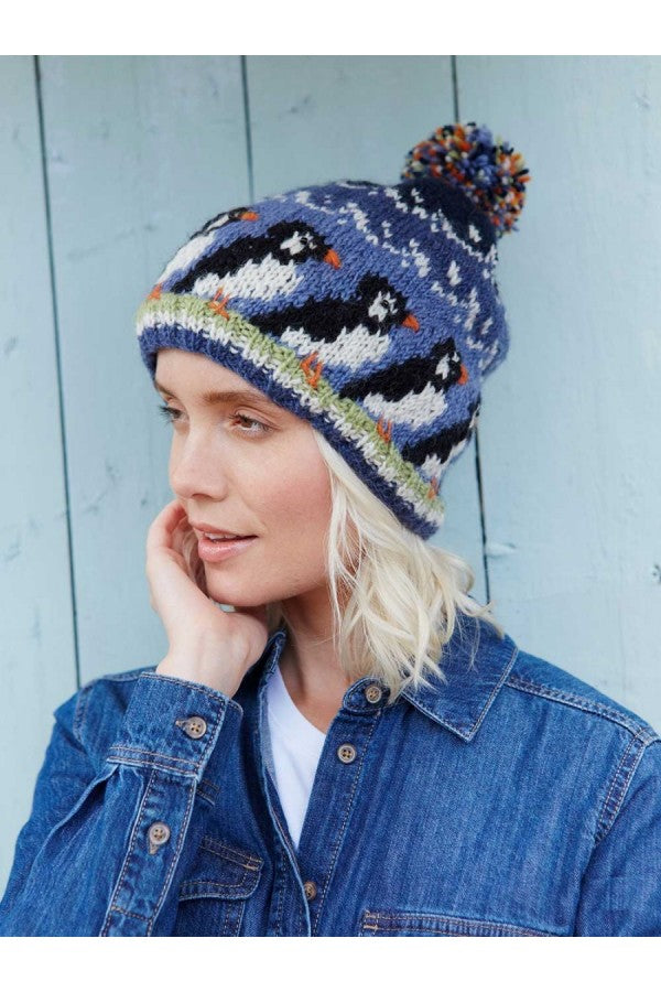 Mia – Knitted Puffin Beanie – Fashionable & Cozy