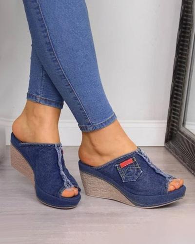 Anna | Denim Wedge Sandal