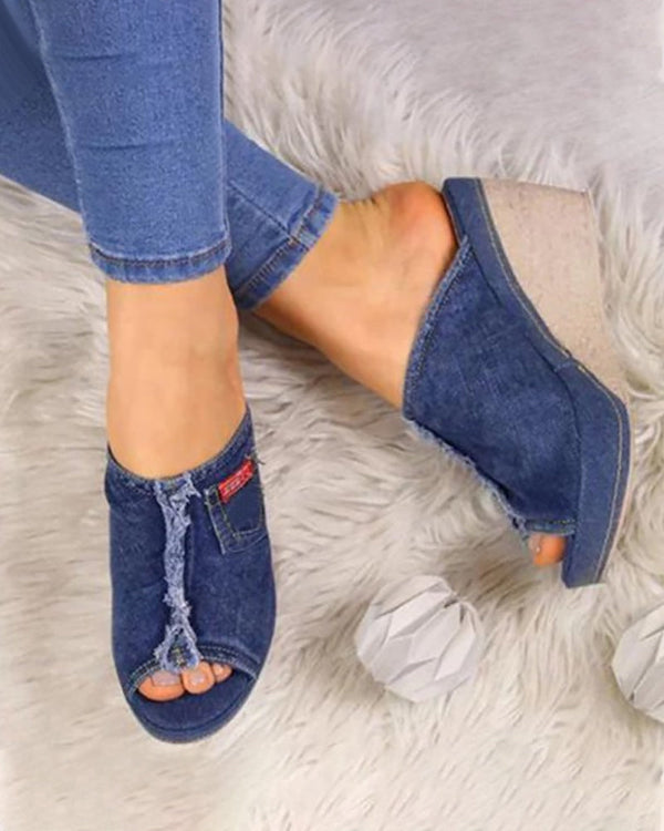 Anna | Denim Wedge Sandal