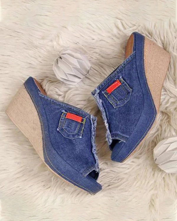 Anna | Denim Wedge Sandal