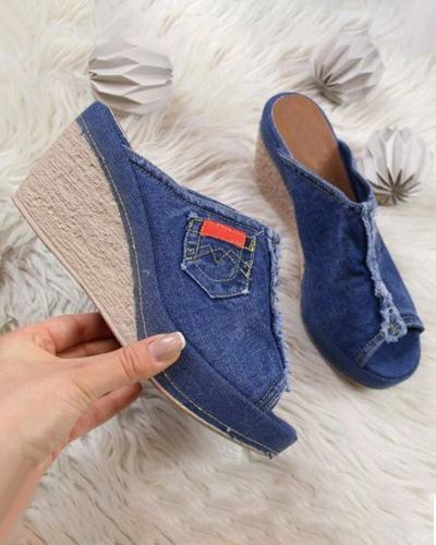 Anna | Denim Wedge Sandal