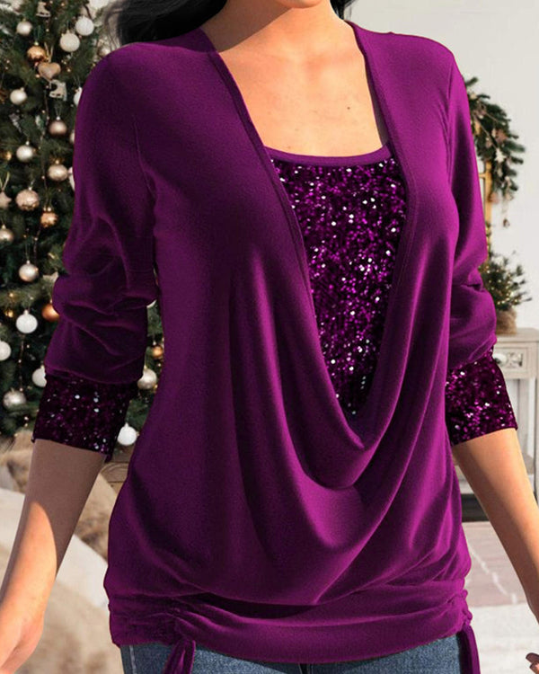 ABIGAIL | Long Sleeve Sequin Top