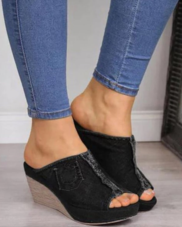 Anna | Denim Wedge Sandal