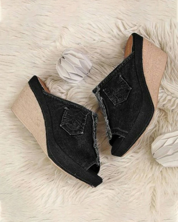 Anna | Denim Wedge Sandal