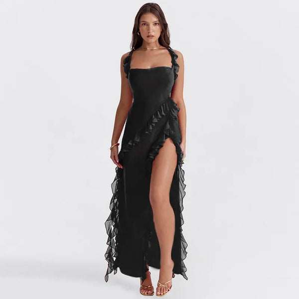 SOFIA | Ruffle Side Slit Party Dress