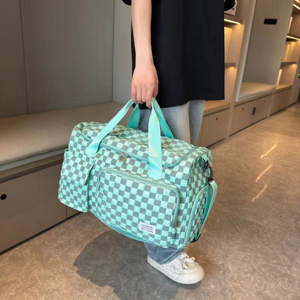 Wella | Large Checkerboard Weekender Travel Duffle Bag