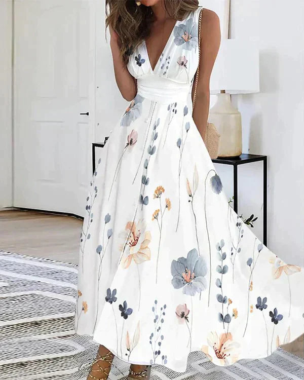 HALLE | Elegant Floral V-Neck Dress