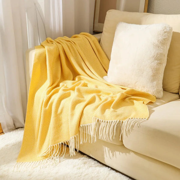 HerringboneEase – Large Sofa Bed Throw Blanket – For a Cozy & Elegant Touch