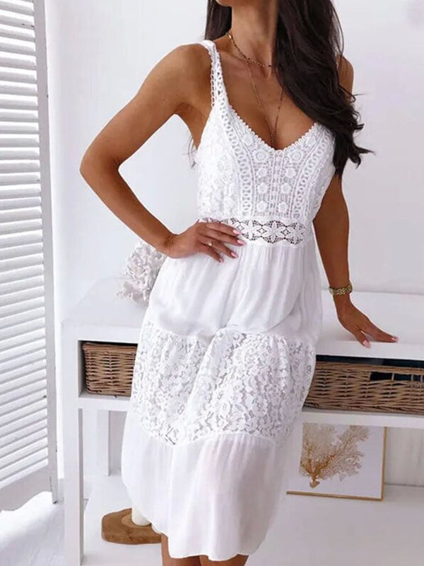 SKYLA | V-Neck Comfy White Dress