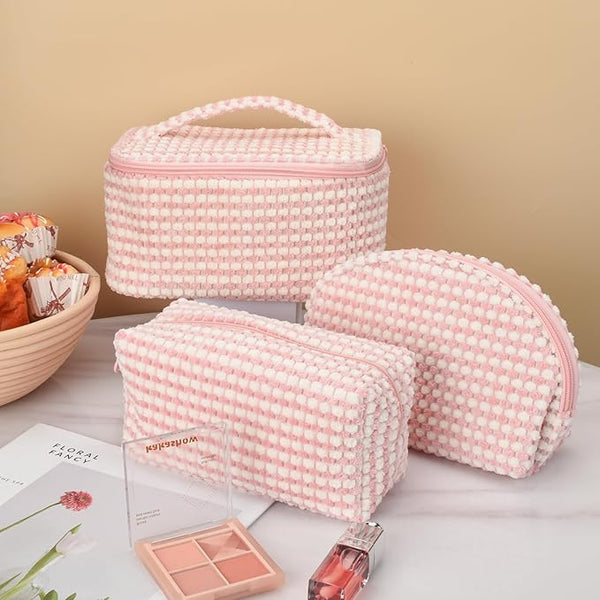 Viola | 3-Piece Soft  Cosmetic Makeup Bag Set