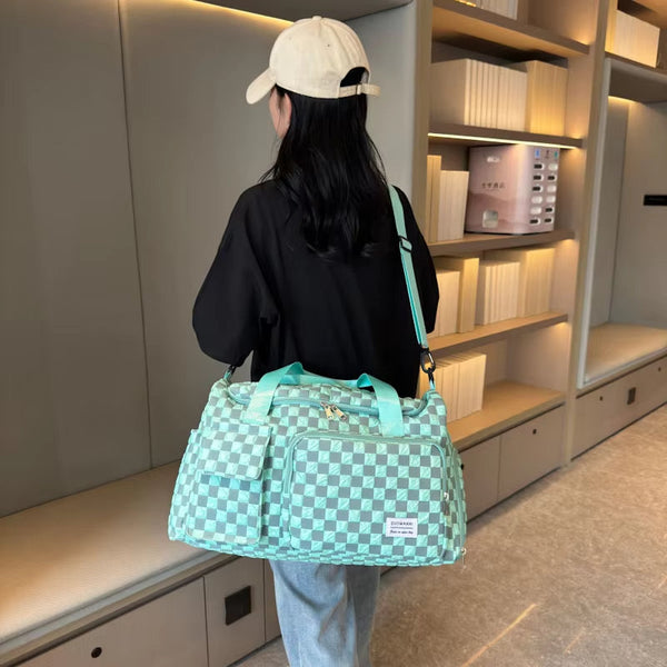 Wella | Large Checkerboard Weekender Travel Duffle Bag