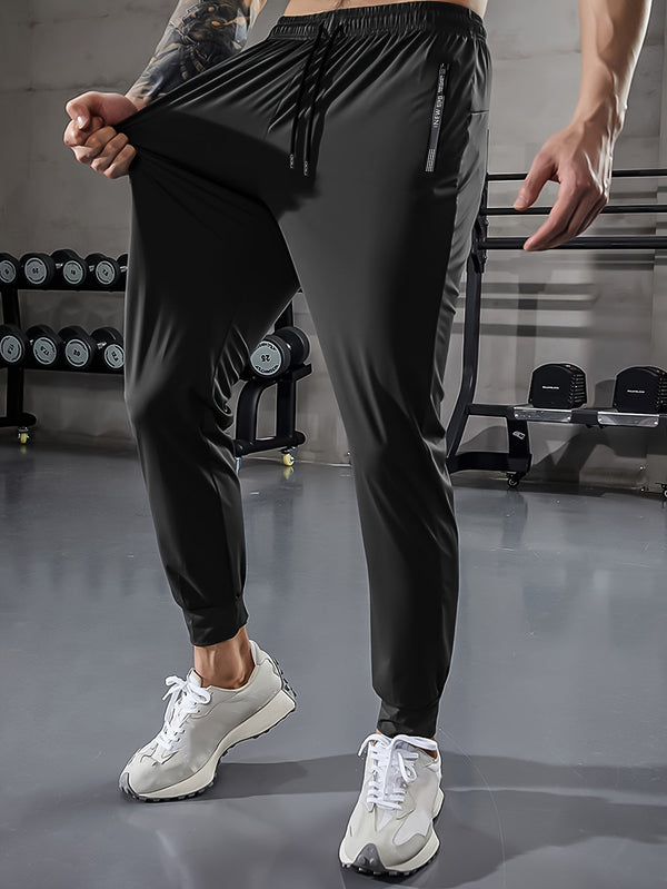 Men's Plain Jogging Pants with Zip Details