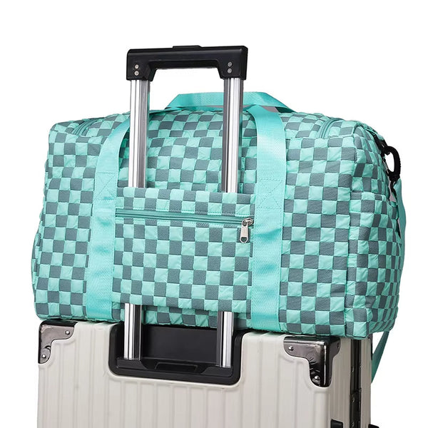 Wella | Large Checkerboard Weekender Travel Duffle Bag