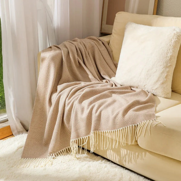 HerringboneEase – Large Sofa Bed Throw Blanket – For a Cozy & Elegant Touch