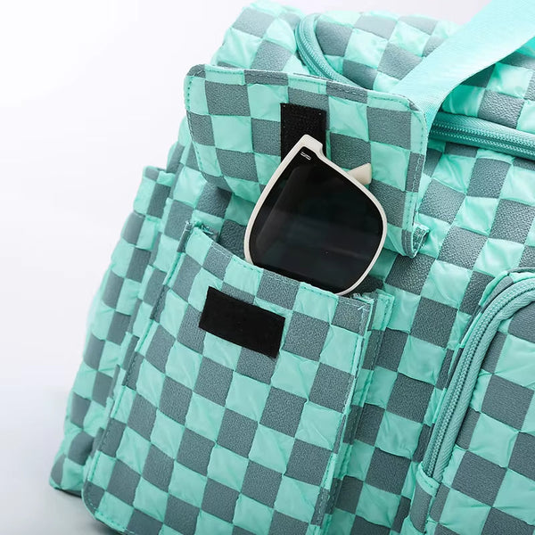 Wella | Large Checkerboard Weekender Travel Duffle Bag