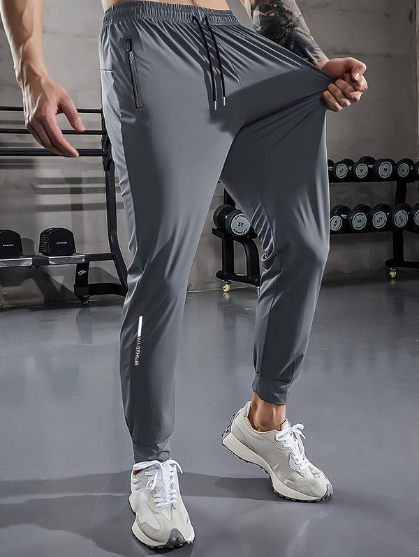 Men's Plain Jogging Pants with Zip Details