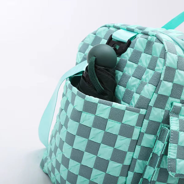 Wella | Large Checkerboard Weekender Travel Duffle Bag