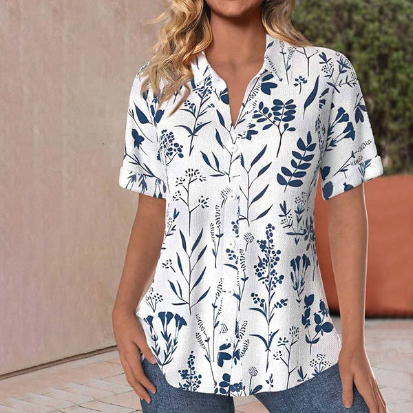 Jodessa | Leaf Print Casual Blouse