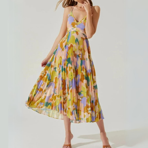 EMORY | Pleated Chiffon Dress