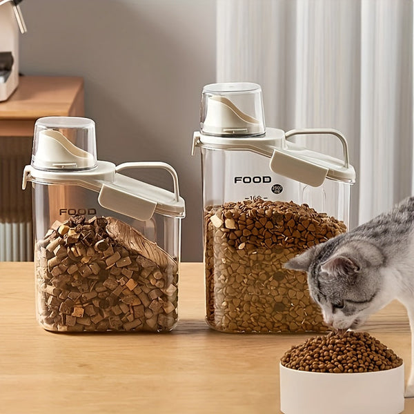 Moisture-Resistant Pet Food Container with Measuring Cup