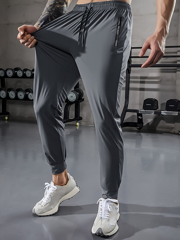 Men's Plain Jogging Pants with Zip Details