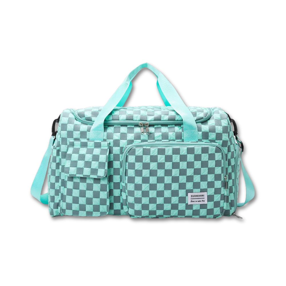 Wella | Large Checkerboard Weekender Travel Duffle Bag