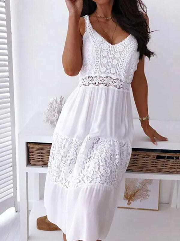 SKYLA | V-Neck Comfy White Dress