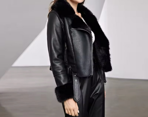 SERENA | Stylish Leather Puffer Coat