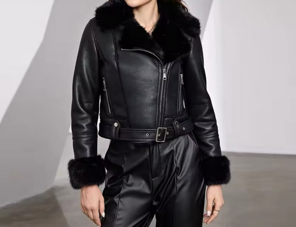 SERENA | Stylish Leather Puffer Coat