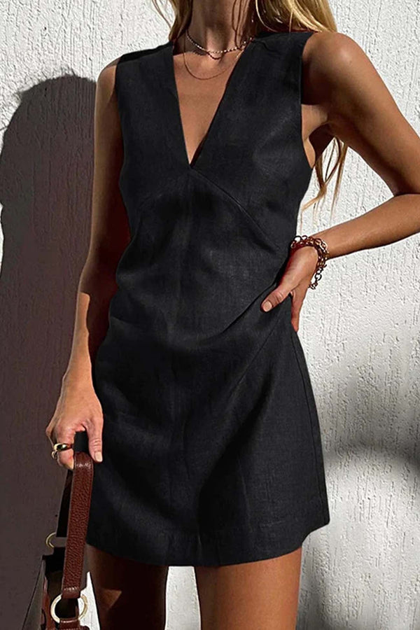 Melanie | Women's Sleeveless V-Neck Mini Dress