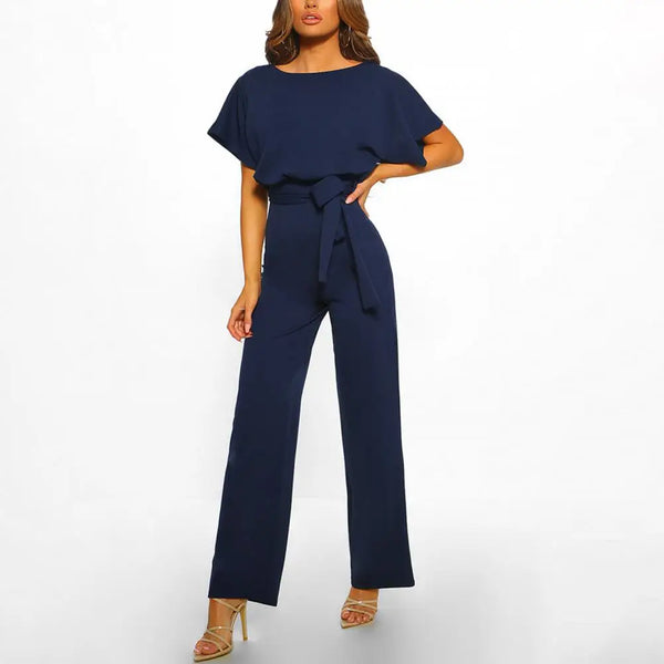 Women's High Waist and Short Flared Sleeves Jumpsuit