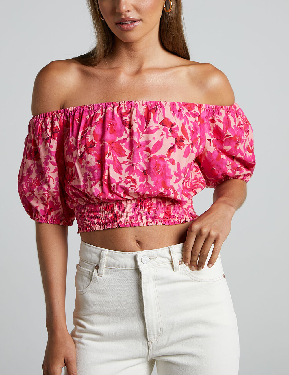 HARMONY | Off Shoulder Puff Floral Top