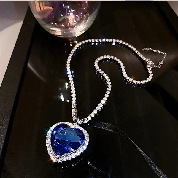 Blue Heart Crystal Necklace