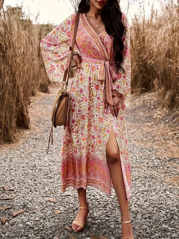 JOLIE | Boho Print Long Sleeve Dress