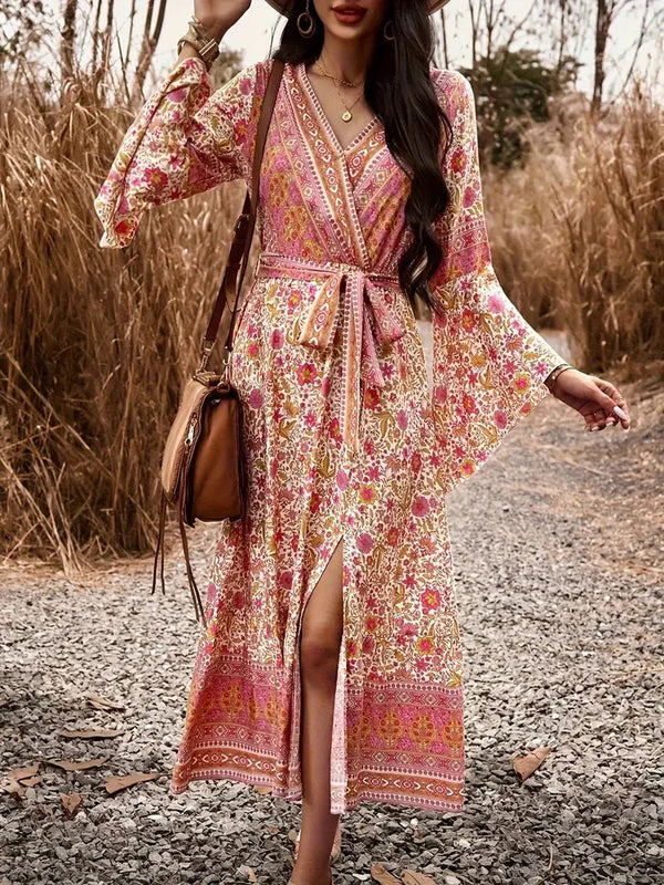 JOLIE | Boho Print Long Sleeve Dress