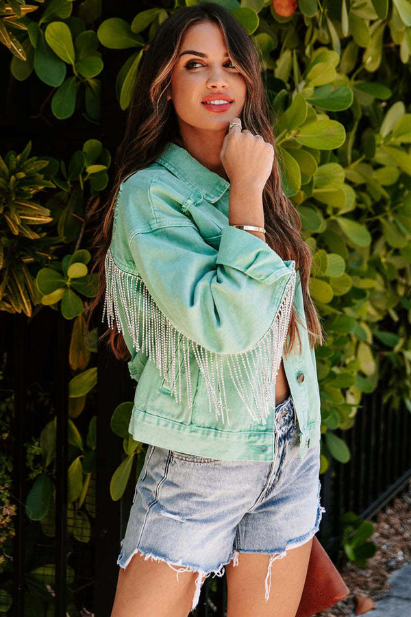 ARIELLE | Chain Tassel Denim Jacket