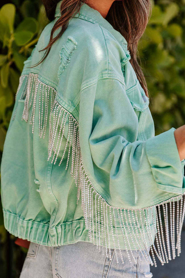 ARIELLE | Chain Tassel Denim Jacket