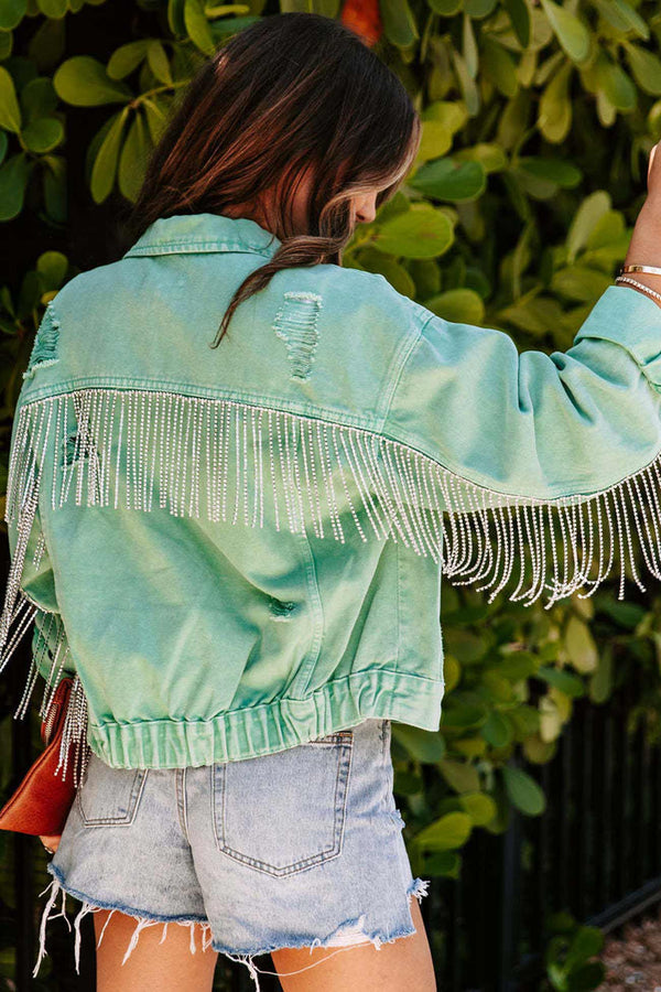 ARIELLE | Chain Tassel Denim Jacket