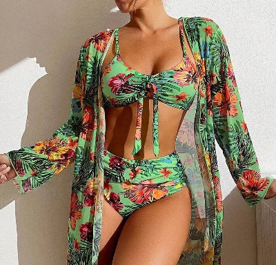 YANNA | Floral 3 Piece High Waisted Bikini