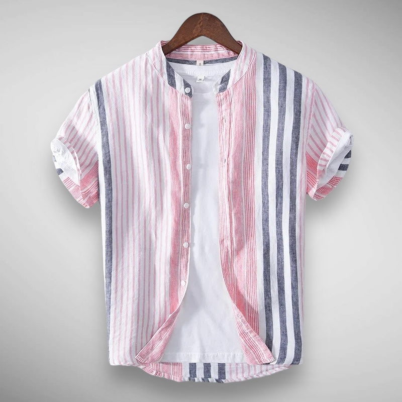 Danny | Collar Striped Button Men's Short Sleeve Shirt