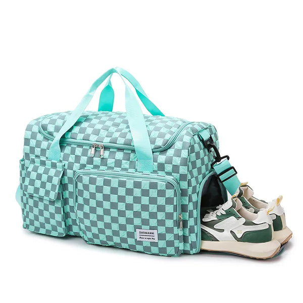 Wella | Large Checkerboard Weekender Travel Duffle Bag