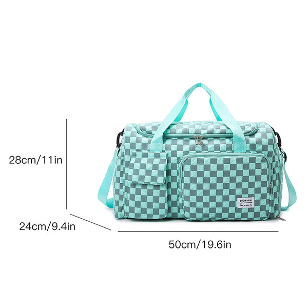 Wella | Large Checkerboard Weekender Travel Duffle Bag