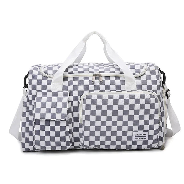 Wella | Large Checkerboard Weekender Travel Duffle Bag