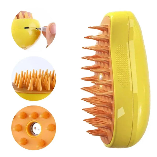 Electric Pet Steam Brush with Spray