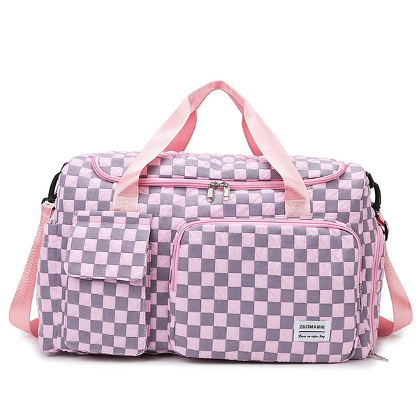 Wella | Large Checkerboard Weekender Travel Duffle Bag
