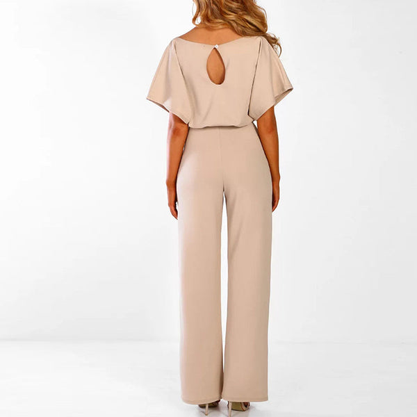 Women's High Waist and Short Flared Sleeves Jumpsuit