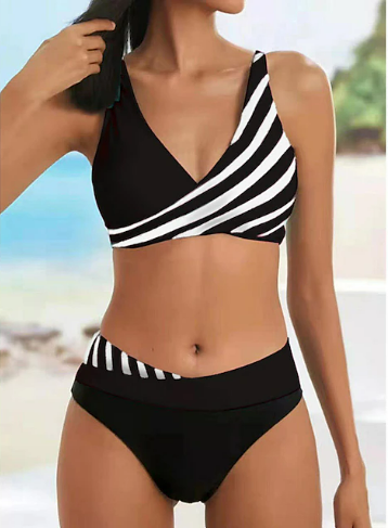 SOLENE | Striped Print Bikini Set