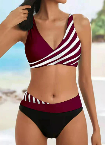 SOLENE | Striped Print Bikini Set