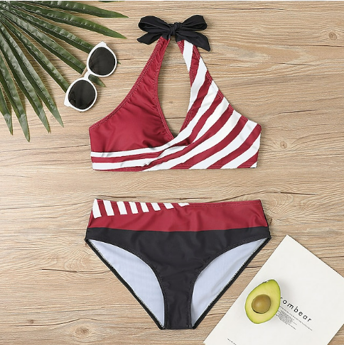 SOLENE | Striped Print Bikini Set