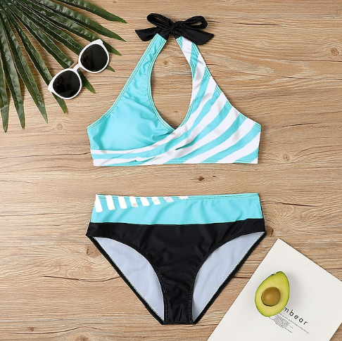 SOLENE | Striped Print Bikini Set